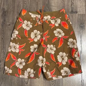 Vintage Patagonia Pataloha Board Shorts Brown & Orange Floral Pattern Men’s 30